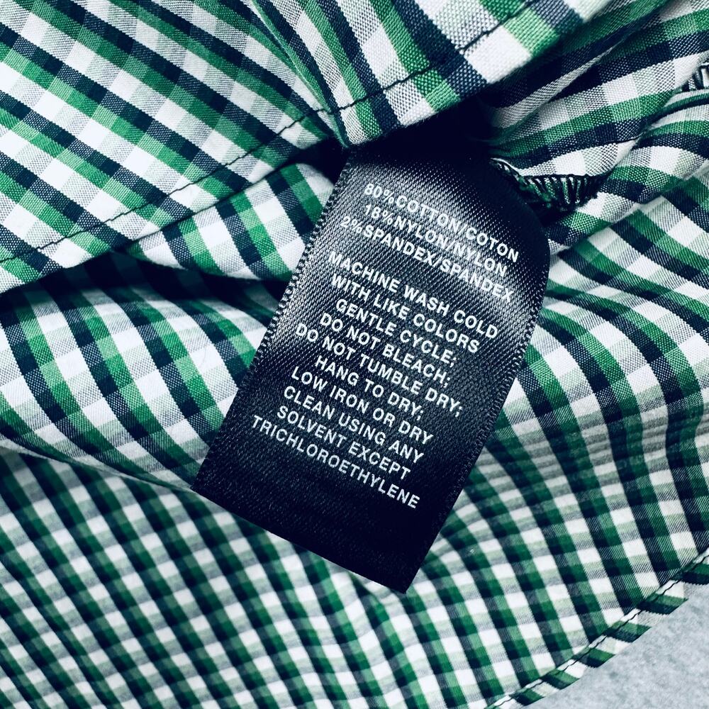 Lafayette 148 New York Button Up Shirt Women Medium Green Checked Long Sleeves - Picture 6 of 6